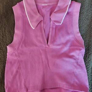 Fabletics Pink Collared Crop Top
